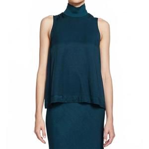 NEW STATESIDE satin mock neck tank top in evergreen